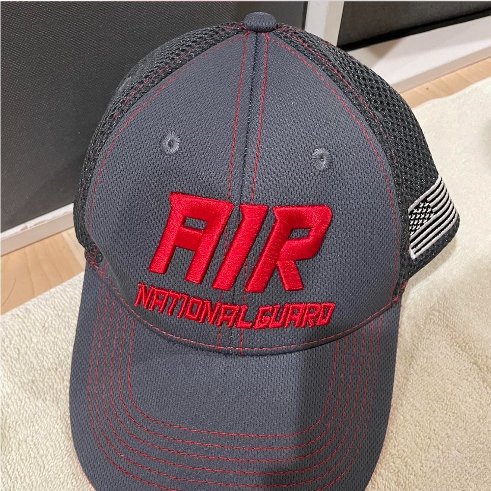 Vintage Snapback Trucker Hat Cap Air National Guard USA Flag